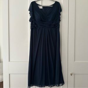 Azazie Ruffle Sleeve Navy Midi Fit Flare Whimsigoth‎ Fairy Dress #17